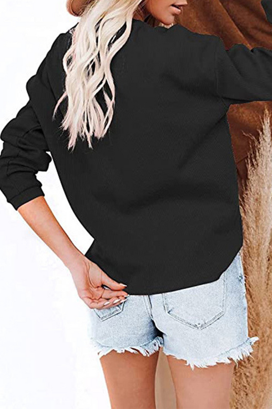 Heidi-Mode | Lässige Einfarbige Patchwork Schnallen O-Ausschnitt Tops - 6 Farben