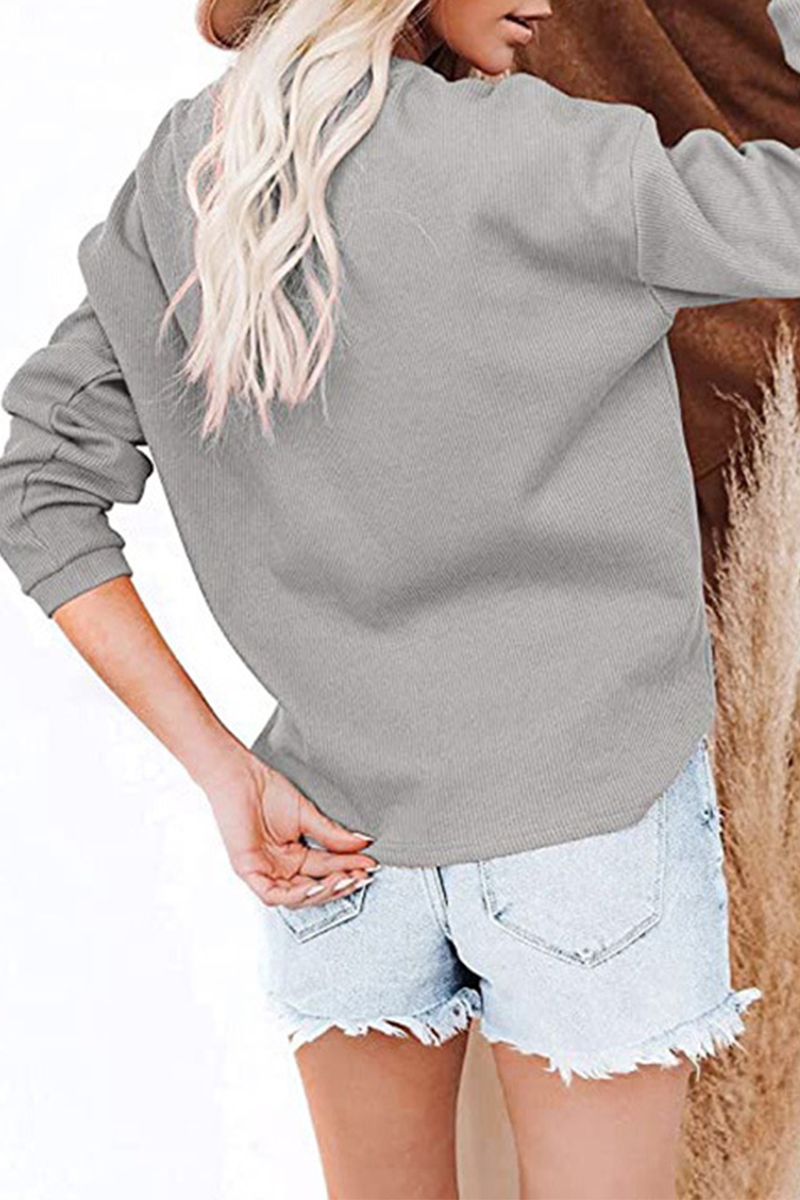 Heidi-Mode | Lässige Einfarbige Patchwork Schnallen O-Ausschnitt Tops - 6 Farben