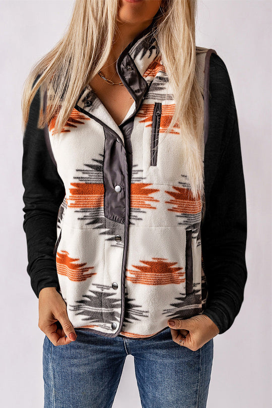 Fuzzy Aztec Western Mode Weste Jacke