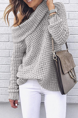 Heidi-Mode | Lässiger Solider Patchwork Off-Shoulder-Pullover - 5 Farben