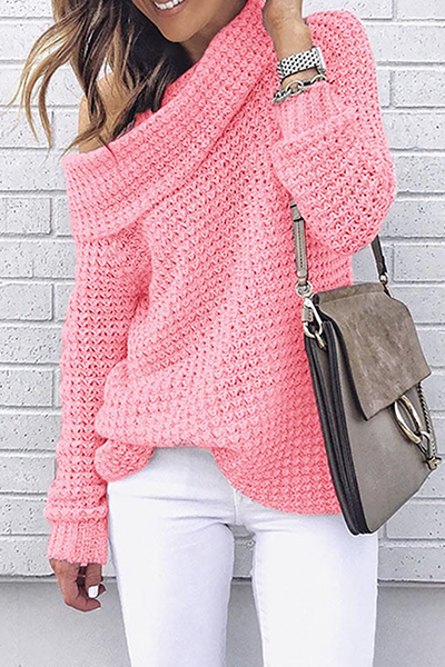 Heidi-Mode | Lässiger Solider Patchwork Off-Shoulder-Pullover - 5 Farben