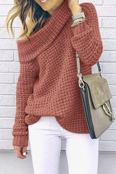 Heidi-Mode | Lässiger Solider Patchwork Off-Shoulder-Pullover - 5 Farben