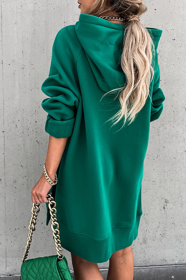 Heidi-Mode | Lässige Unifarbene Kordelzugtaschen Kapuzenkragen Tops