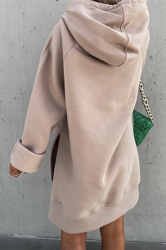 Heidi-Mode | Lässige Unifarbene Kordelzugtaschen Kapuzenkragen Tops