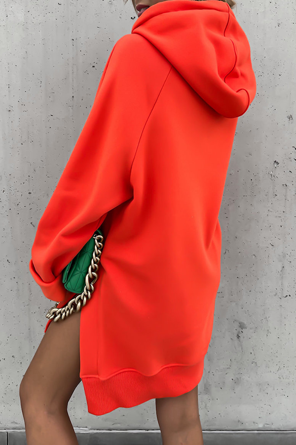 Heidi-Mode | Lässige Unifarbene Kordelzugtaschen Kapuzenkragen Tops