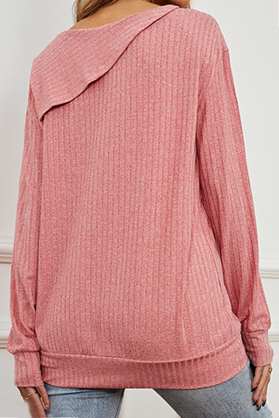 Heidi-Mode | Casual Solid Split Joint Buckle Asymmetrischer Kragen Tops