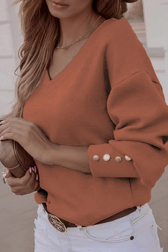 Heidi-Mode | Lässig Solid Patchwork Schnalle V-Ausschnitt Tops