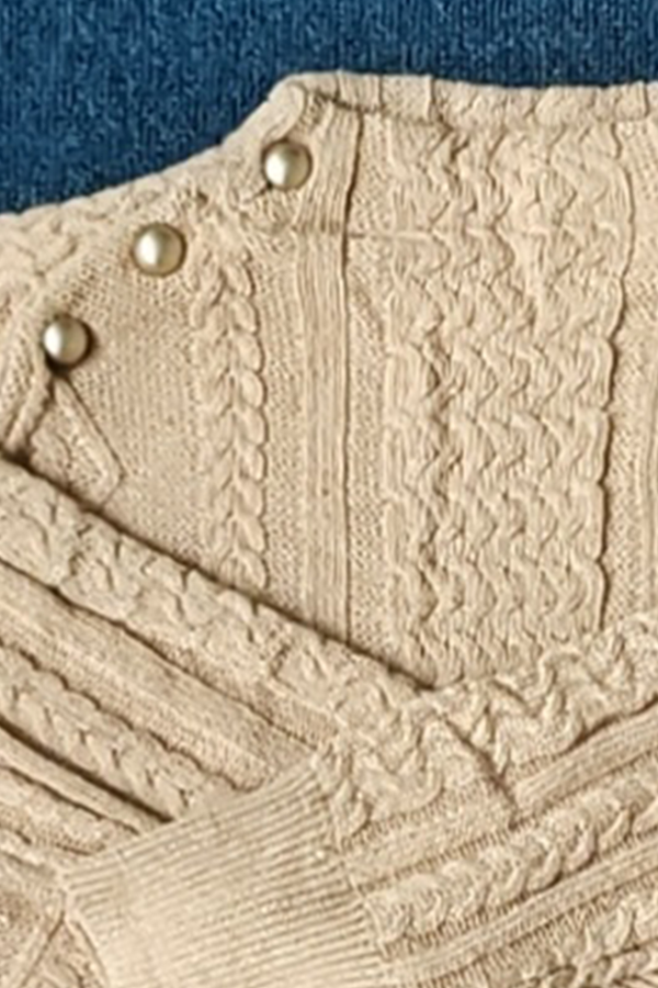 Heidi-Mode | Lässiger Solider Patchwork Schnallen Halb A Stehkragen Pullover