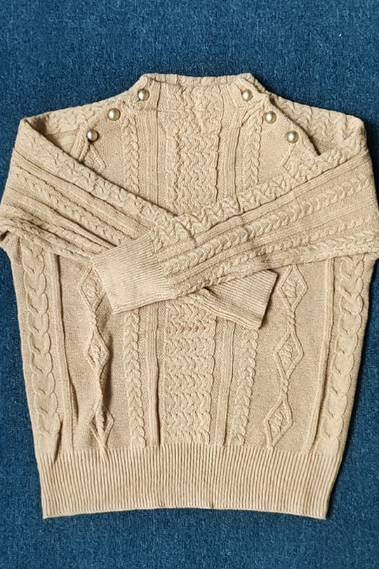 Heidi-Mode | Lässiger Solider Patchwork Schnallen Halb A Stehkragen Pullover