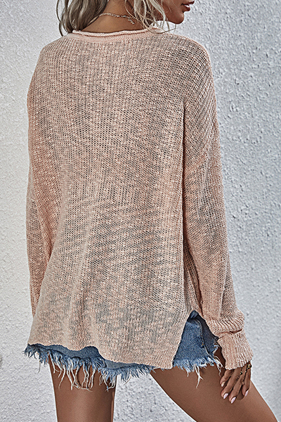 Heidi-Mode | Lässiger Solider Kordelzug Basic V-Ausschnitt Tops Pullover