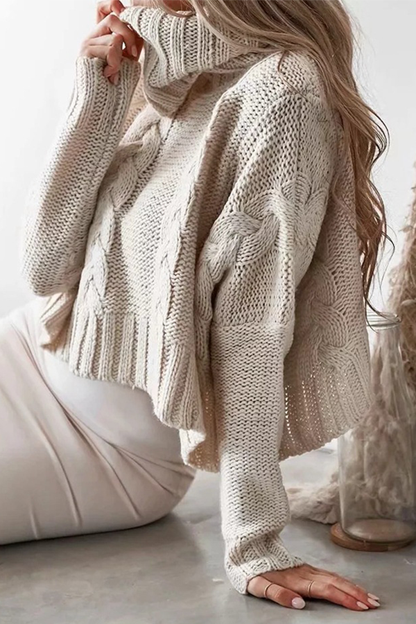 Heidi-Mode | Fashion Casual Solid Split Joint Rollkragen Tops Sweater
