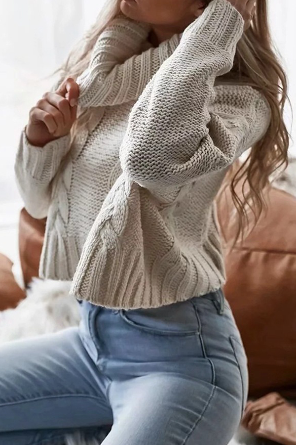 Heidi-Mode | Fashion Casual Solid Split Joint Rollkragen Tops Sweater