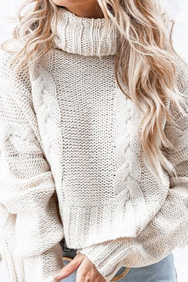 Heidi-Mode | Fashion Casual Solid Split Joint Rollkragen Tops Sweater