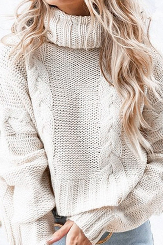 Heidi-Mode | Fashion Casual Solid Split Joint Rollkragen Tops Sweater