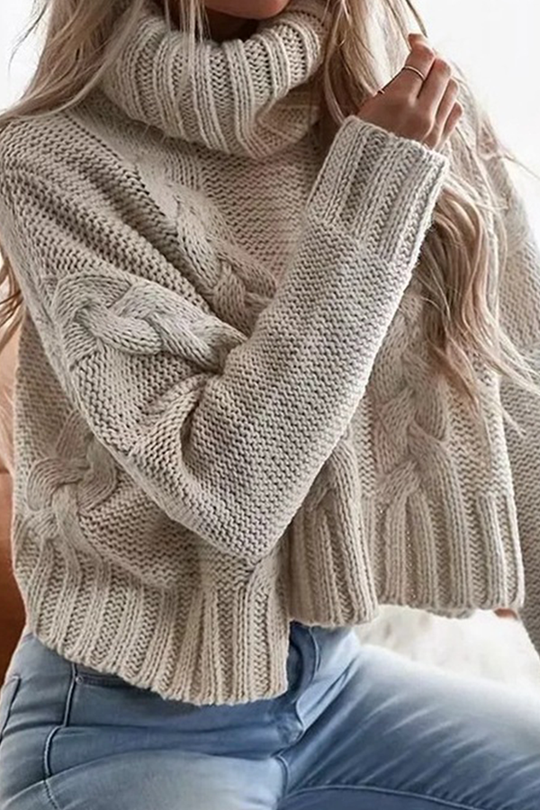 Heidi-Mode | Fashion Casual Solid Split Joint Rollkragen Tops Sweater