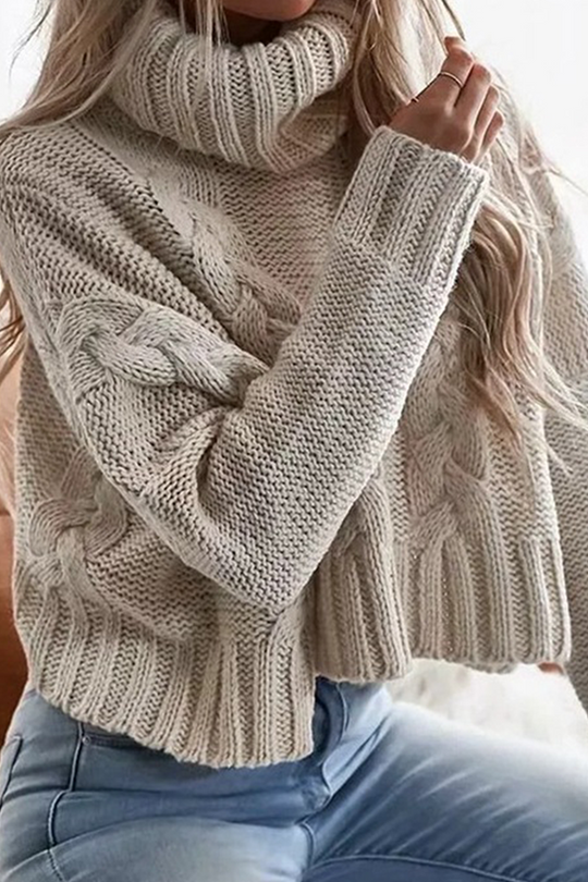 Heidi-Mode | Fashion Casual Solid Split Joint Rollkragen Tops Sweater