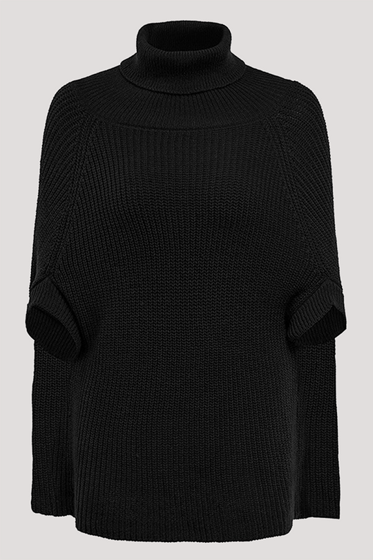 Heidi-Mode | Lässige Street Einfarbige Patchwork Rollkragenoberteile Pullover - Ohne Gürtel- 4 Farben