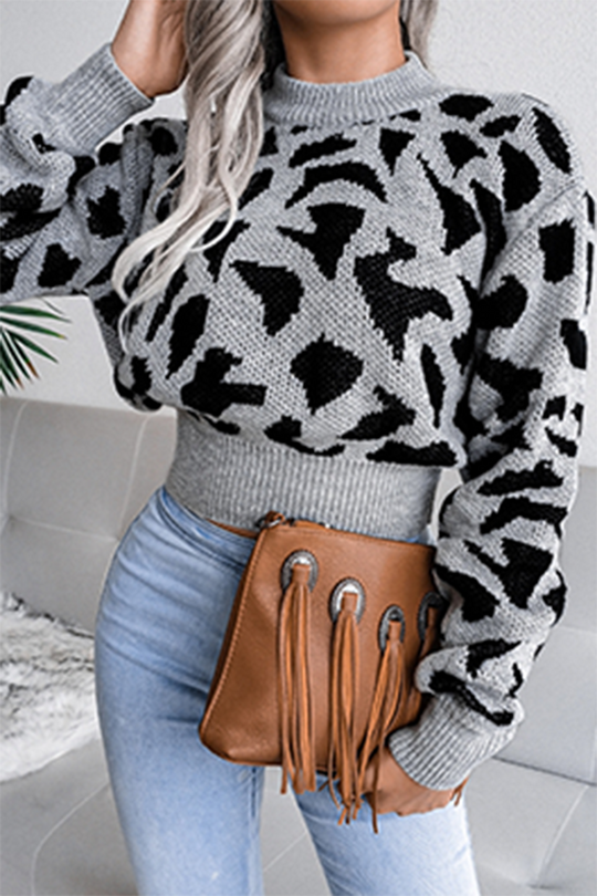 Heidi-Mode | Lässige Druck Patchwork Kontrast O-Hals Tops