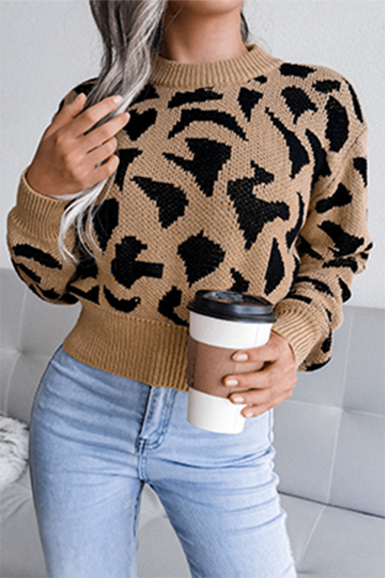 Heidi-Mode | Lässige Druck Patchwork Kontrast O-Hals Tops