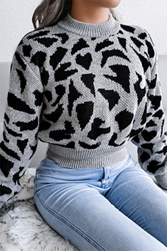 Heidi-Mode | Lässige Druck Patchwork Kontrast O-Hals Tops