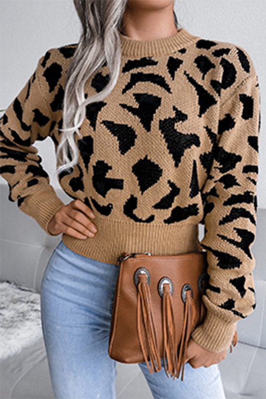 Heidi-Mode | Lässige Druck Patchwork Kontrast O-Hals Tops