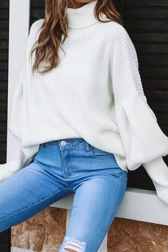 Heidi-Mode | Lässige Einfarbige Patchwork-Turtleneck-Oberteile Pullover - 3 Farben