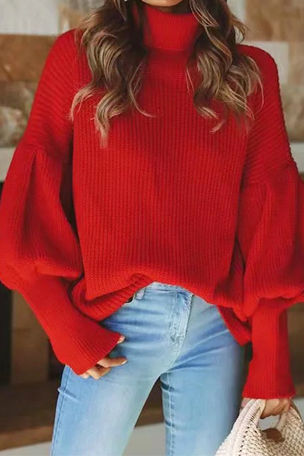 Heidi-Mode | Lässige Einfarbige Patchwork-Turtleneck-Oberteile Pullover - 3 Farben
