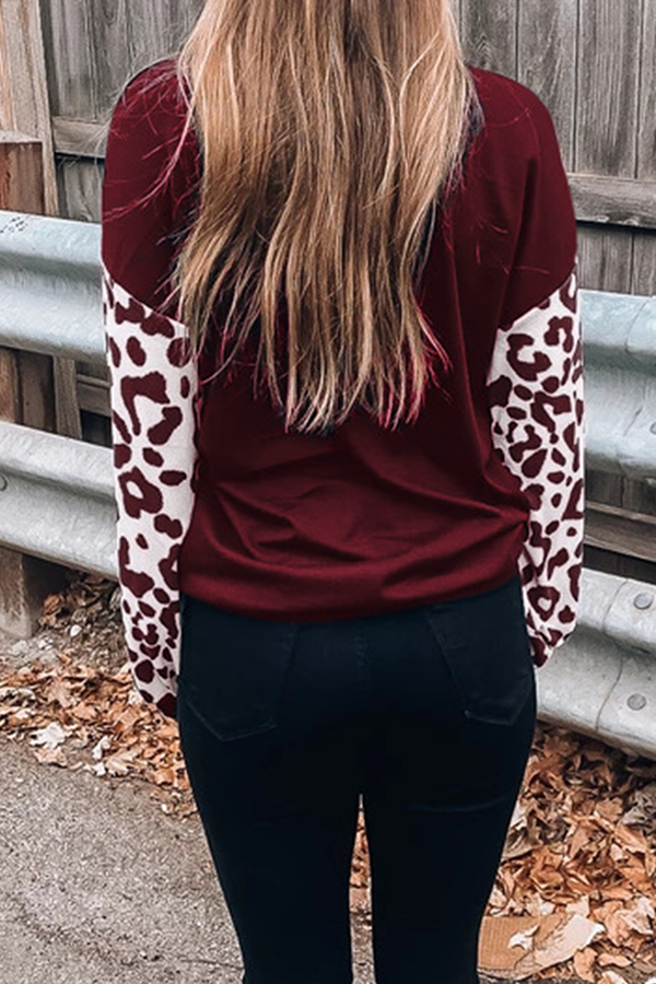 Heidi-Mode | Lässige Leopard Ausgehöhlte Spalt Gemeinsame V-Ausschnitt Tops