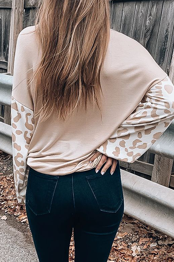 Heidi-Mode | Lässige Leopard Ausgehöhlte Spalt Gemeinsame V-Ausschnitt Tops