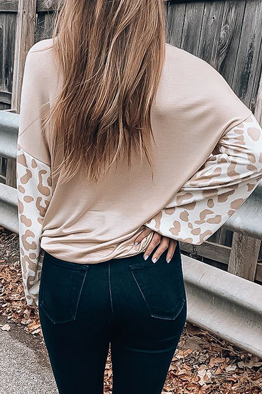 Heidi-Mode | Lässige Leopard Ausgehöhlte Spalt Gemeinsame V-Ausschnitt Tops