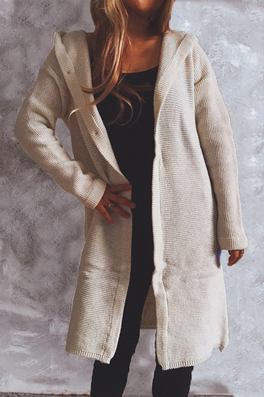 Heidi-Mode | Freizeit Solide Knöpfe Basisch Kapuze Kragen Oberbekleidung Pullover