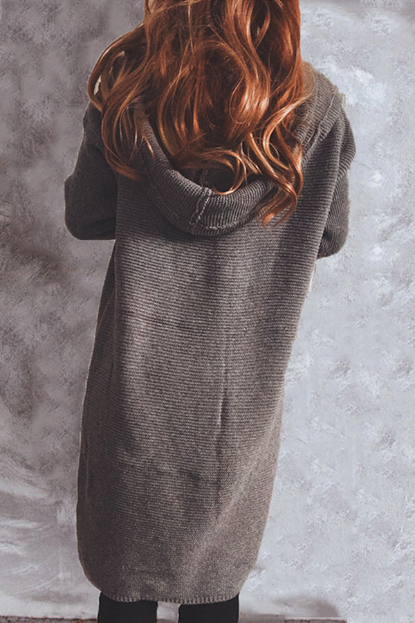 Heidi-Mode | Freizeit Solide Knöpfe Basisch Kapuze Kragen Oberbekleidung Pullover