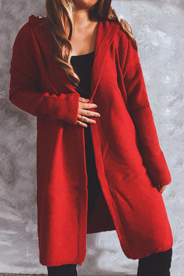 Heidi-Mode | Freizeit Solide Knöpfe Basisch Kapuze Kragen Oberbekleidung Pullover