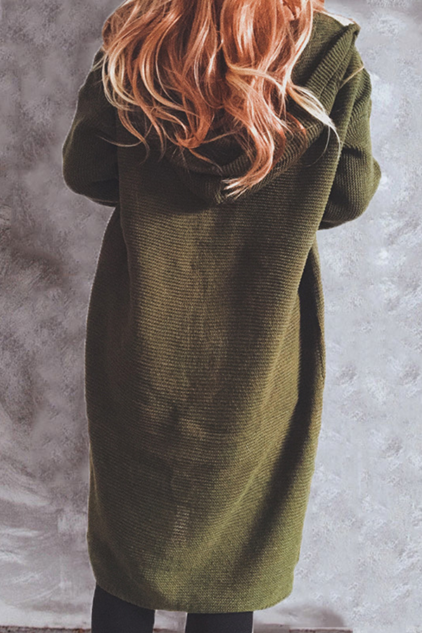 Heidi-Mode | Freizeit Solide Knöpfe Basisch Kapuze Kragen Oberbekleidung Pullover