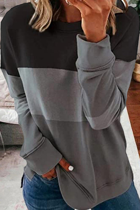 Heidi-Mode | Lässige Farbe Lumpen Patchwork Kontrast O-Ausschnitt Tops - 5 Farben