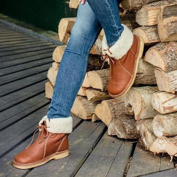 Heidi-Mode | Wasserdichte Lederstiefel mit warmem Wollfutter