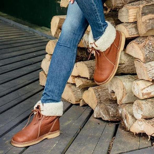 Heidi-Mode | Wasserdichte Lederstiefel mit warmem Wollfutter