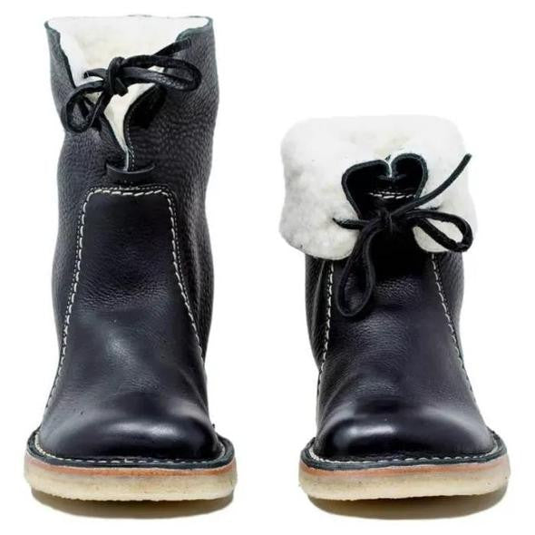 Heidi-Mode | Wasserdichte Lederstiefel mit warmem Wollfutter