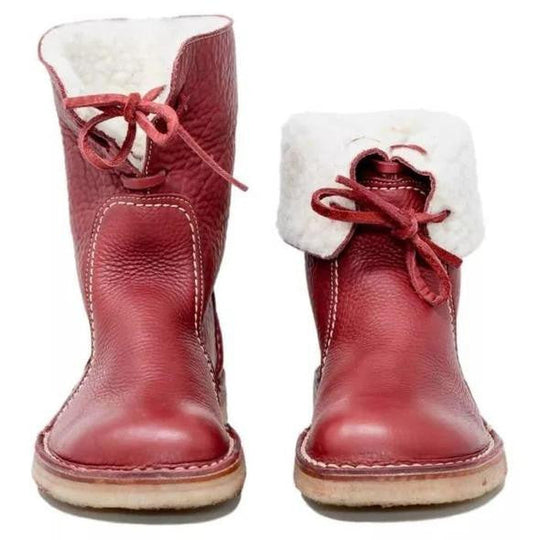 Heidi-Mode | Wasserdichte Lederstiefel mit warmem Wollfutter