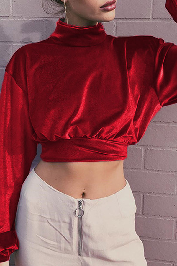 Heidi-Mode | Mode Freizeit Unifarben Patchwork Rollkragen Tops