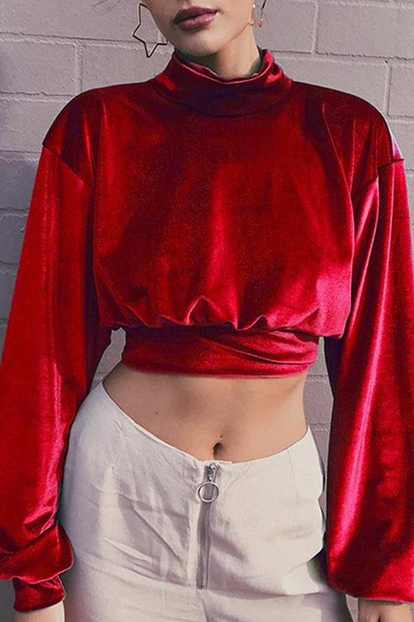 Heidi-Mode | Mode Freizeit Unifarben Patchwork Rollkragen Tops