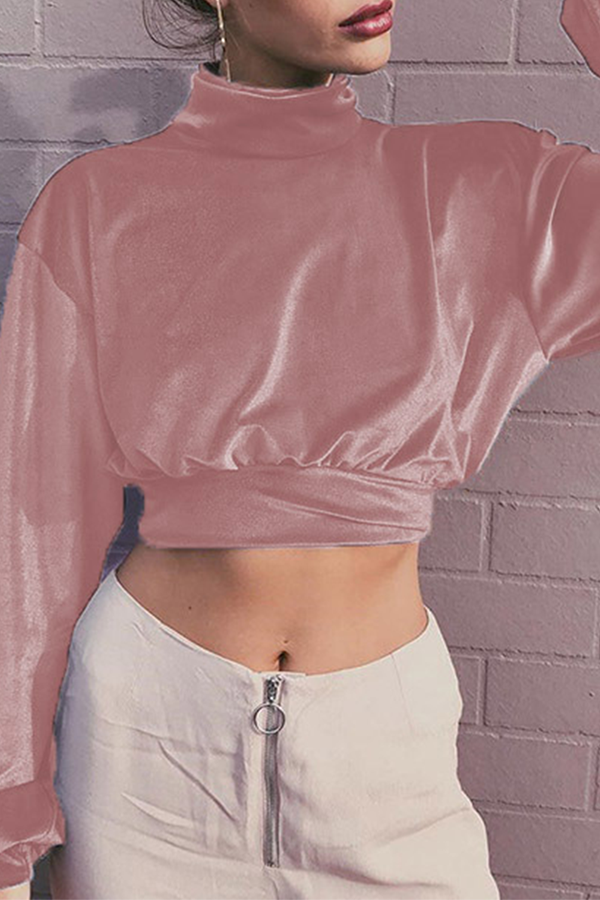 Heidi-Mode | Mode Freizeit Unifarben Patchwork Rollkragen Tops