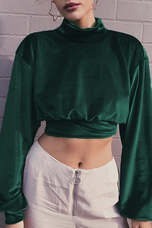 Heidi-Mode | Mode Freizeit Unifarben Patchwork Rollkragen Tops