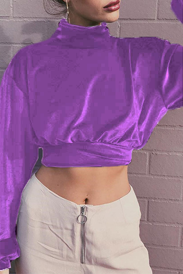 Heidi-Mode | Mode Freizeit Unifarben Patchwork Rollkragen Tops