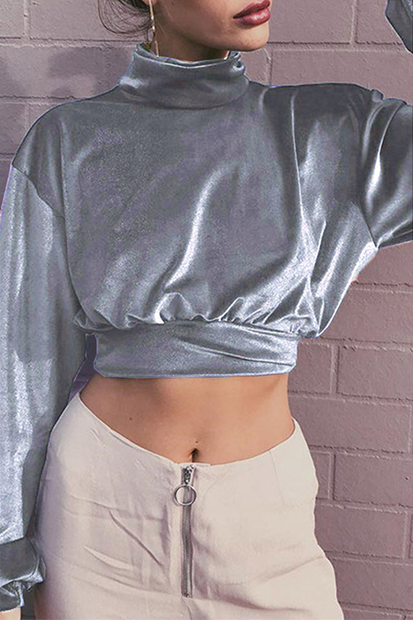 Heidi-Mode | Mode Freizeit Unifarben Patchwork Rollkragen Tops