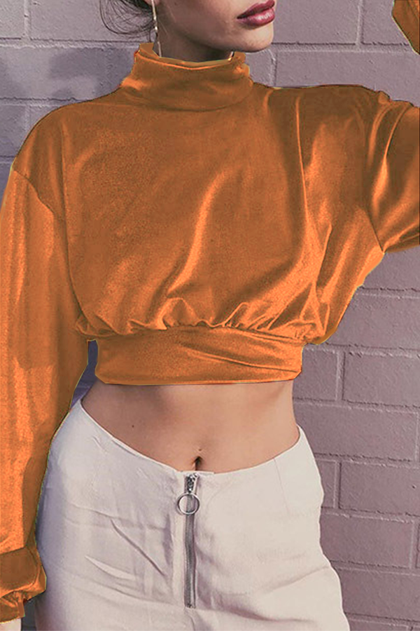 Heidi-Mode | Mode Freizeit Unifarben Patchwork Rollkragen Tops