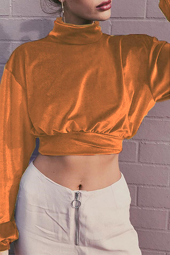 Heidi-Mode | Mode Freizeit Unifarben Patchwork Rollkragen Tops