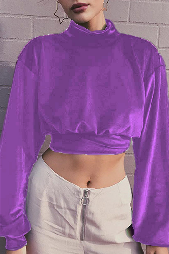 Heidi-Mode | Mode Freizeit Unifarben Patchwork Rollkragen Tops