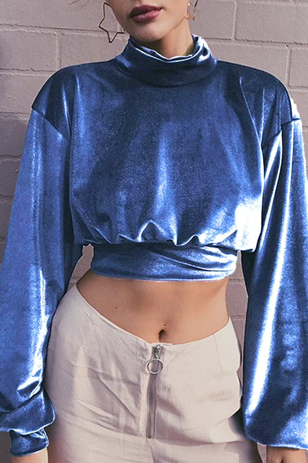 Heidi-Mode | Mode Freizeit Unifarben Patchwork Rollkragen Tops