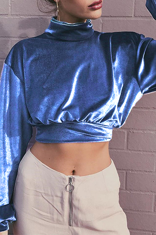Heidi-Mode | Mode Freizeit Unifarben Patchwork Rollkragen Tops